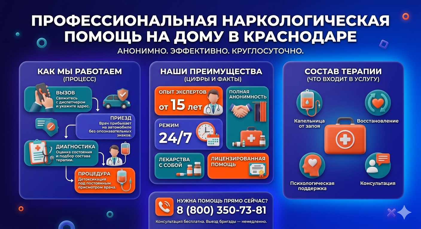 Инфографика о принципах лечения алкоголизма на дому в Тюльгане: этапы вызова нарколога, преимущества анонимной детоксикации и состав медицинской помощи.